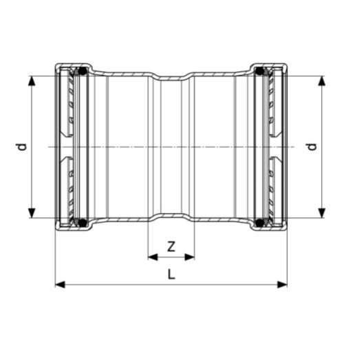 Immagine di Viega TEMPONOX XL manicotto con battente Ø 76 acciaio inox lucido con sc-contur (riscaldamento e raffrescamento) 809157