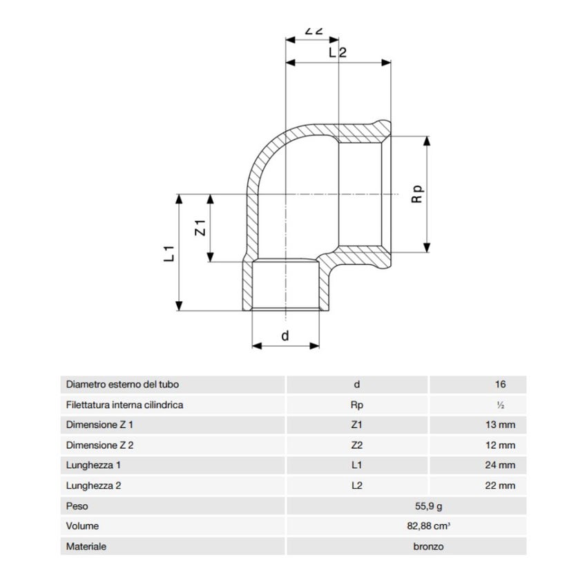 Immagine di Viega RACCORDI A SALDARE gomito a 90° di Ø 16 x 1/2", con filetto femmina, di bronzo lucido 467708