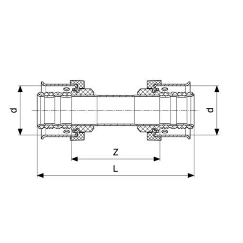 Immagine di Viega SMARTPRESS manicotto Ø 16 acciaio inox lucido con sc-contur 729752