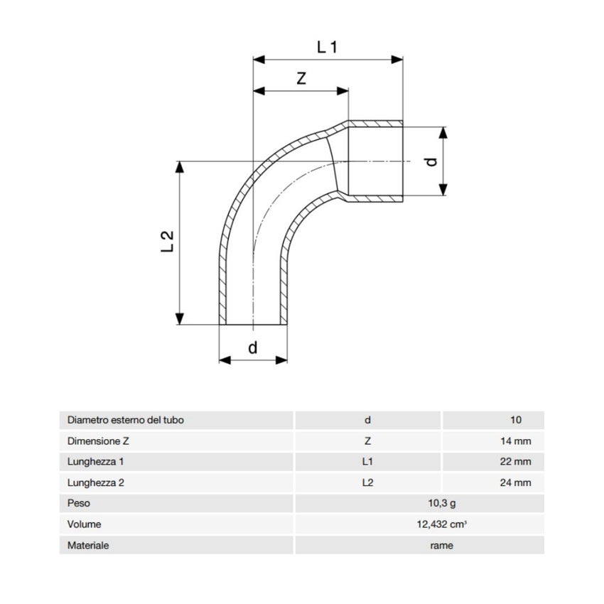 Immagine di Viega RACCORDI A SALDARE curva a 90° di Ø 10, con filetto maschio, di rame lucido 105136