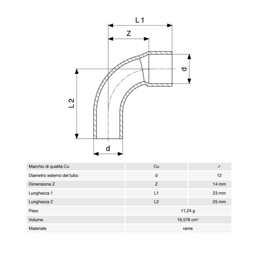Immagine di Viega RACCORDI A SALDARE curva a 90° di Ø 12, con filetto maschio, di rame lucido 101510