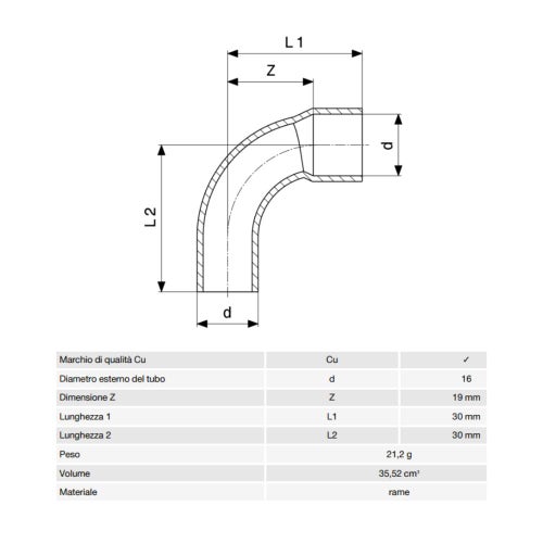 Immagine di Viega RACCORDI A SALDARE curva a 90° di Ø 16, con filetto maschio, di rame lucido 467456