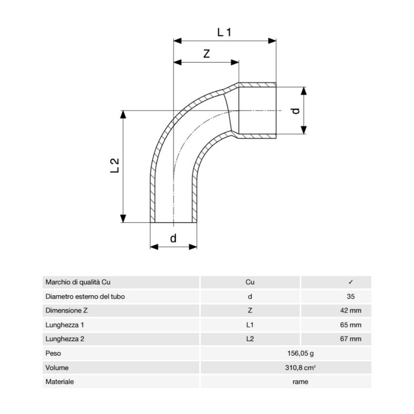 Immagine di Viega RACCORDI A SALDARE curva a 90° di Ø 35, con filetto maschio, di rame lucido 103415