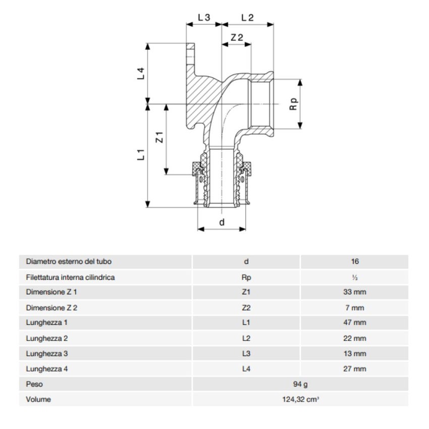 Immagine di Viega SMARTPRESS gomito a 90° Ø 16 x 1/2" con flangia  bronzo con sc-contur 729479