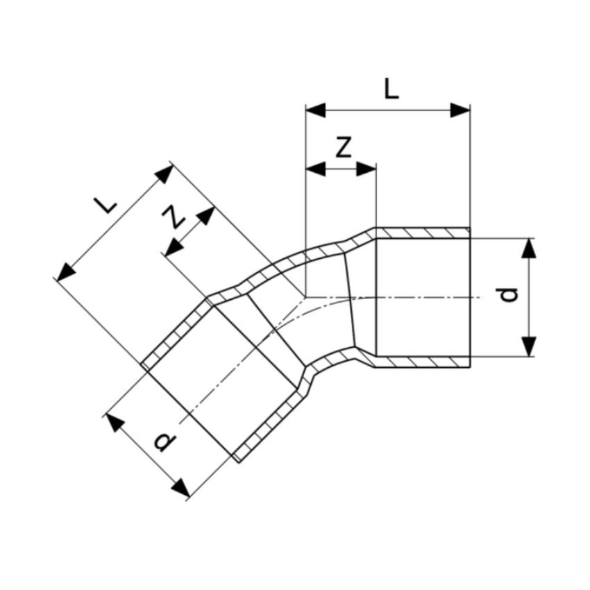 Immagine di Viega RACCORDI A SALDARE curva a 45° di Ø 10, di rame lucido 110420