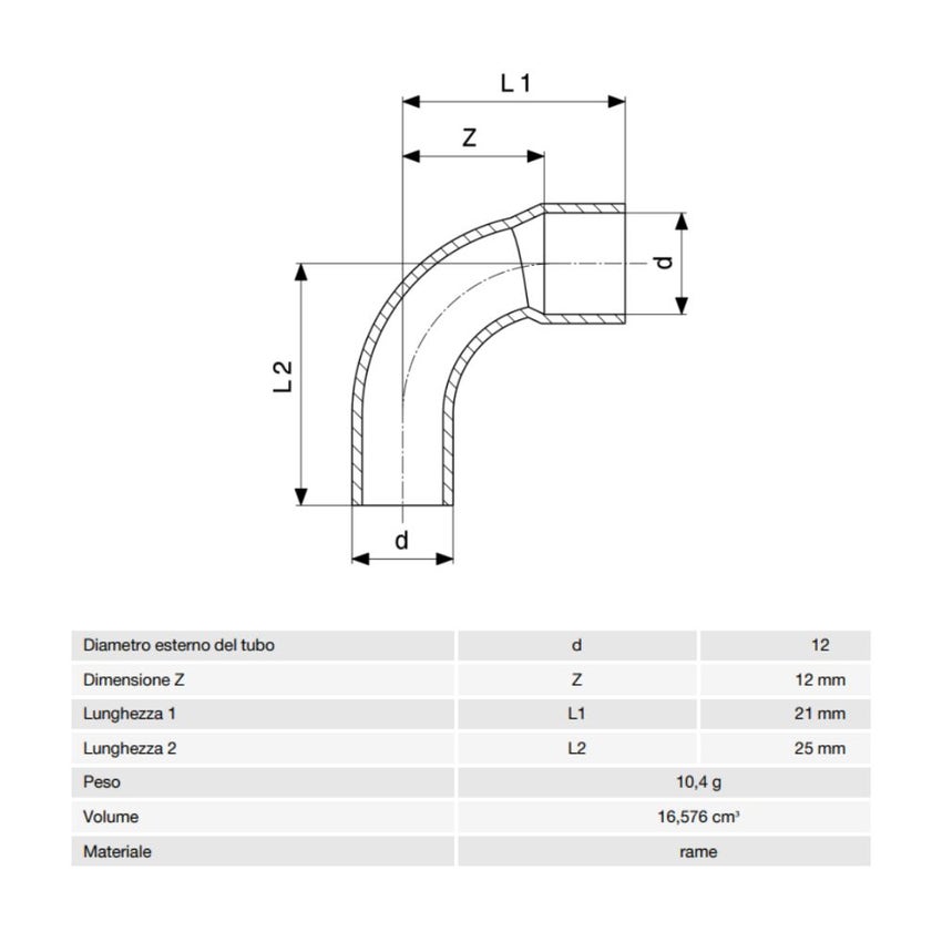 Immagine di Viega RACCORDI A SALDARE gomito a 90° di Ø 12, con filetto maschio, di rame lucido 102920