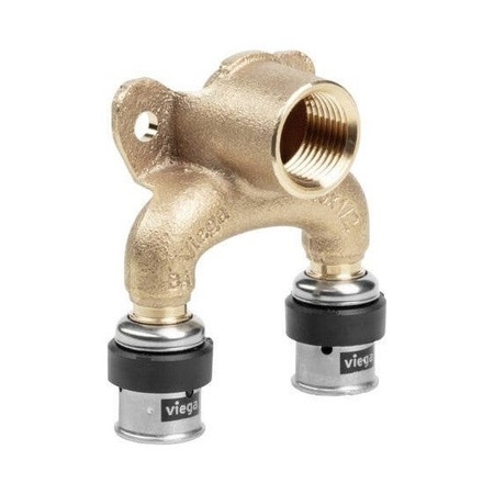 Immagine di Viega SMARTPRESS gomito doppio con flangia Ø 16 x 1/2" bronzo con sc-contur 730413