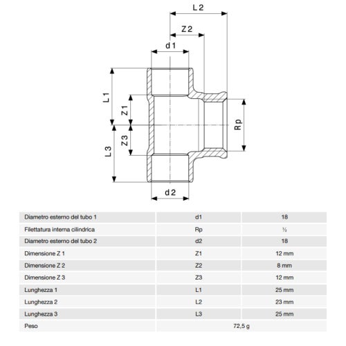 Immagine di Viega RACCORDI A SALDARE raccordo a T Ø 8 x 1/2" bronzo 103767