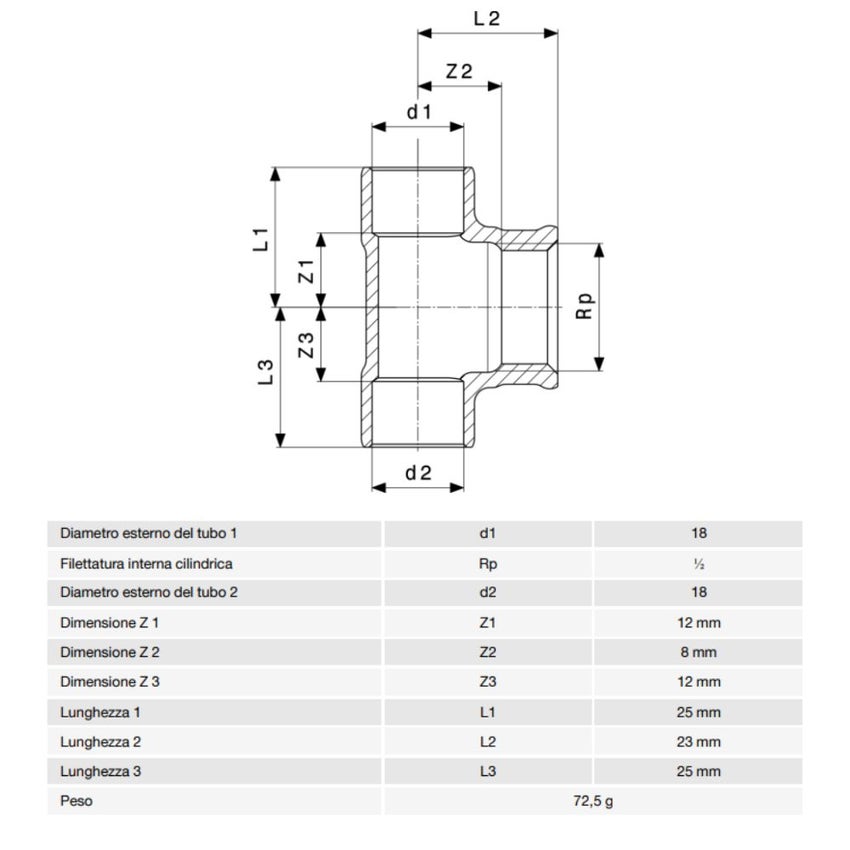 Immagine di Viega RACCORDI A SALDARE raccordo a T Ø 8 x 1/2" bronzo 103767