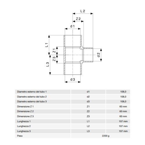 Immagine di Viega RACCORDI A SALDARE raccordo a T di Ø 108, di rame lucido 151003