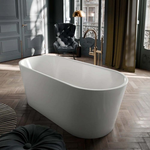 Immagine di Kaldewei MEISTERSTÜCK CLASSIC DUO OVAL vasca ovale L.155 P.66 cm, con troppopieno, in acciaio smaltato, colore bianco alpino 204843530001