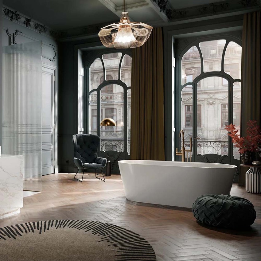 Immagine di Kaldewei MEISTERSTÜCK CLASSIC DUO OVAL vasca ovale L.155 P.66 cm, con troppopieno, in acciaio smaltato, colore bianco alpino 204843530001