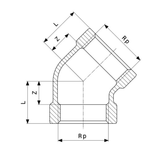 Immagine di Viega RACCORDI FILETTATI DI BRONZO curva a 45° di Ø 3/8", di bronzo al silicio lucido 318048