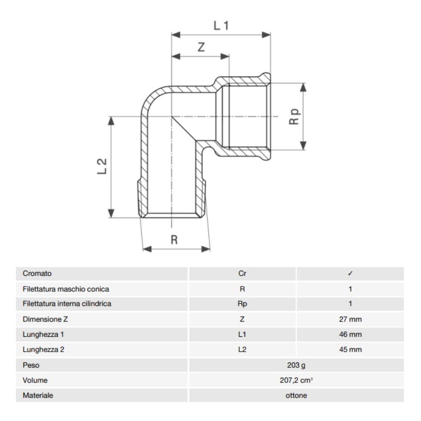Immagine di Viega RACCORDI FILETTATI DI BRONZO gomito a 90° Ø 1" ottone cromato m/f 121457