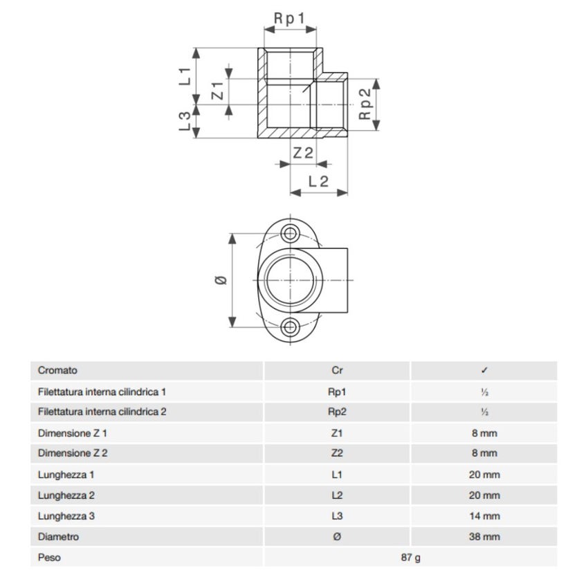 Immagine di Viega  RACCORDI FILETTATI DI BRONZO gomito a 90° con flangia Ø 1/2"ottone cromato 109158