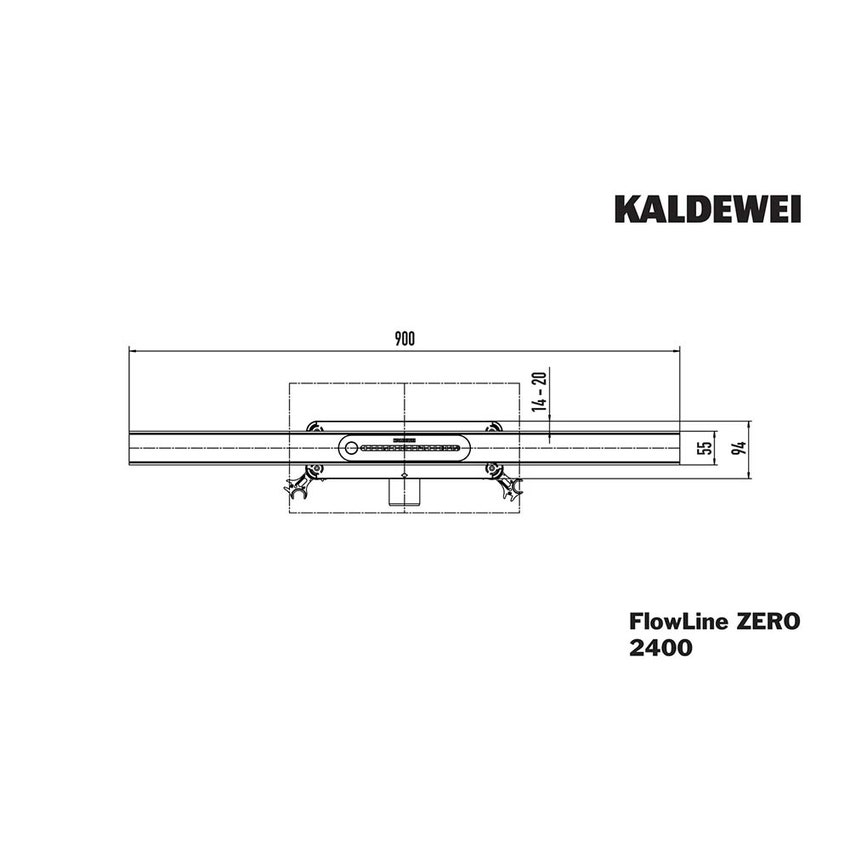 Immagine di Kaldewei FLOWLINE ZERO 900 canalina per doccia da 90 cm, con CLICK’n CLEAN, finitura acciaio inox spazzolato 940000010930