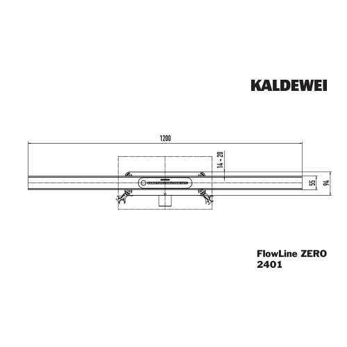 Immagine di Kaldewei FLOWLINE ZERO 1200 canalina per doccia da 120 cm, con CLICK’n CLEAN, colore nero finitura opaco 940100010676