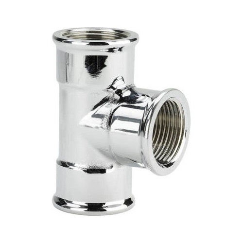 Immagine di Viega RACCORDI FILETTATI DI BRONZO raccordo a T Ø 3/8" ottone cromato f/f/f 114275