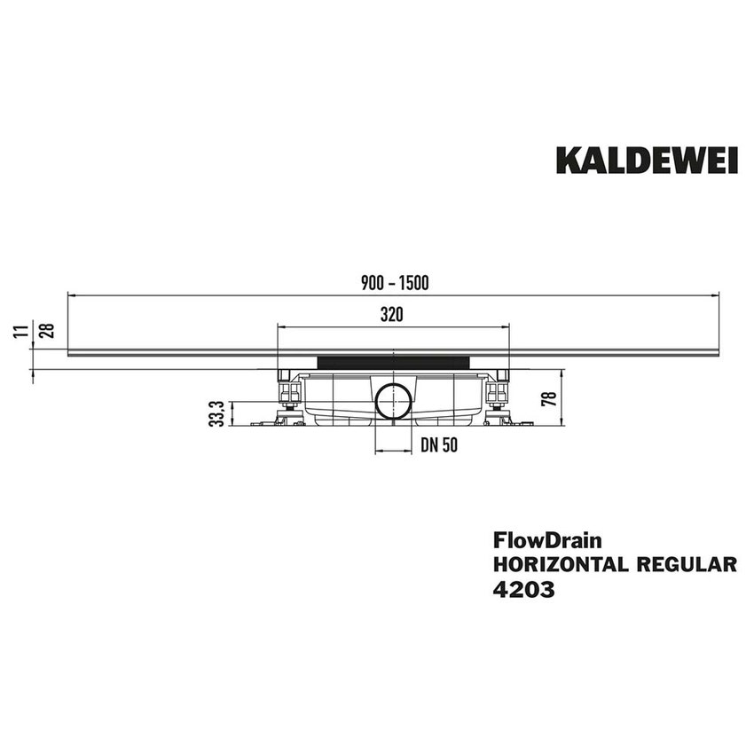 Immagine di Kaldewei FLOWDRAIN HORIZONTAL REGULAR set sifone di scarico, con DN50, per canaline doccia FLOW 687744800000