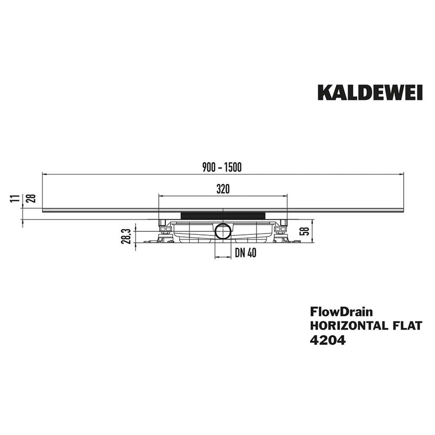 Immagine di Kaldewei FLOWDRAIN HORIZONTAL FLAT set sifone di scarico, con DN40, per canaline doccia FLOW 687744810000