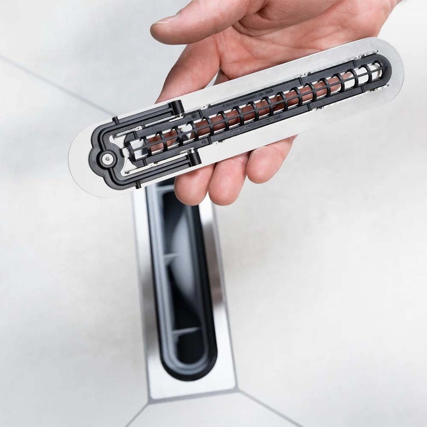 Immagine di Kaldewei FLOWLPOINT ZERO canalina per doccia da 23 cm, con CLICK’n CLEAN, finitura acciaio inox spazzolato 941000010930
