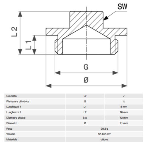 Immagine di Viega RACCORDI FILETTATI DI BRONZO tappo Ø 3/8" ottone cromato 108472