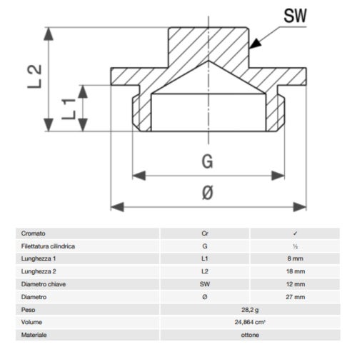 Immagine di Viega RACCORDI FILETTATI DI BRONZO tappo Ø 1/2" ottone cromato 105099