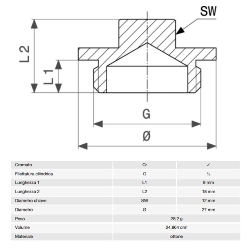 Immagine di Viega RACCORDI FILETTATI DI BRONZO tappo Ø 1/2" ottone cromato 105099