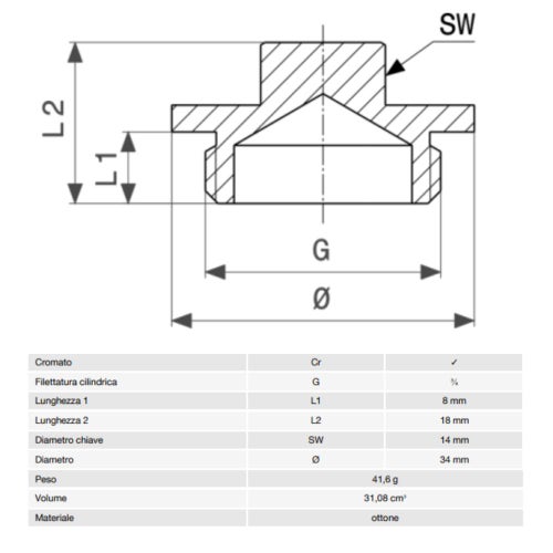 Immagine di Viega RACCORDI FILETTATI DI BRONZO tappo Ø 3/4" ottone cromato 113797