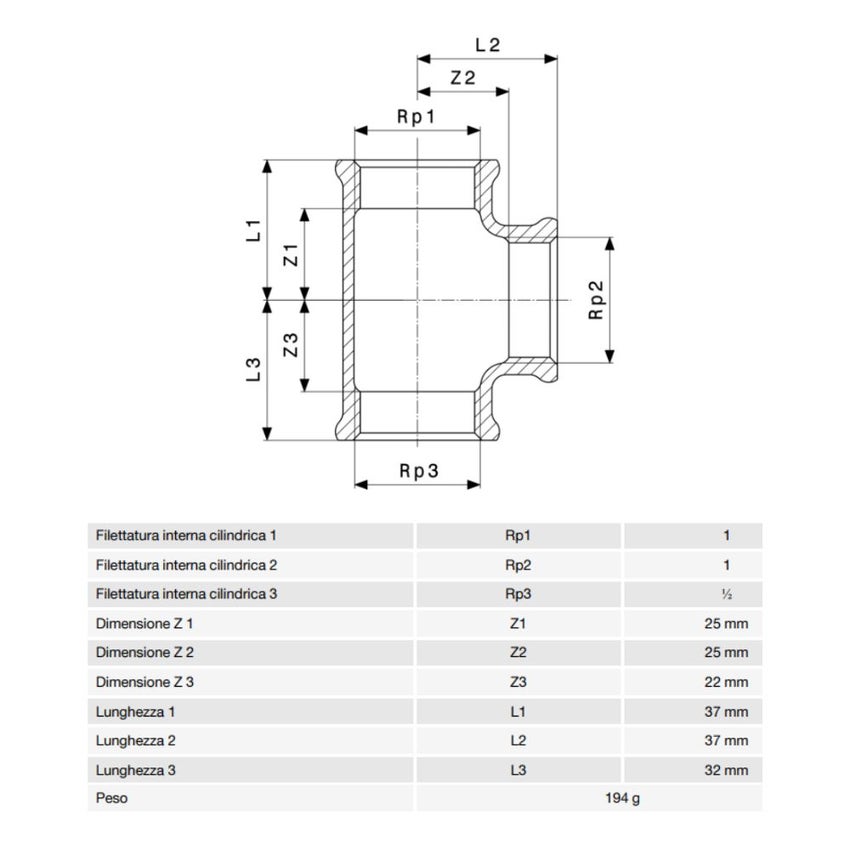Immagine di Viega RACCORDI FILETTATI DI BRONZO raccordo a T di Ø 1 x 1/2", di bronzo al silicio lucido 362522
