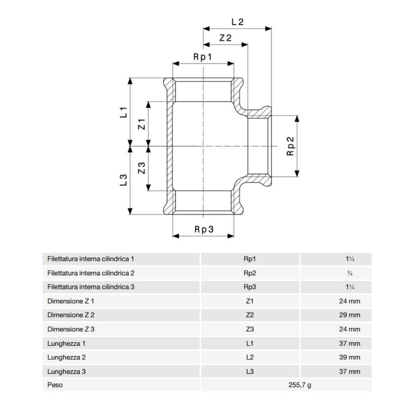 Immagine di Viega RACCORDI FILETTATI DI BRONZO raccordo a T di Ø 1 1/4 x 3/4", di bronzo al silicio lucido 650742