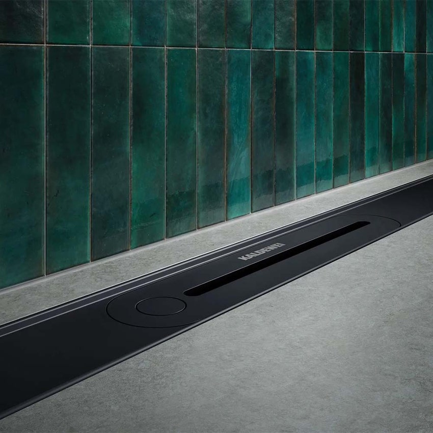 Immagine di Kaldewei FLOWLINE ZERO 1500 canalina per doccia da 150 cm, con CLICK’n CLEAN, colore nero finitura opaco 940200010676