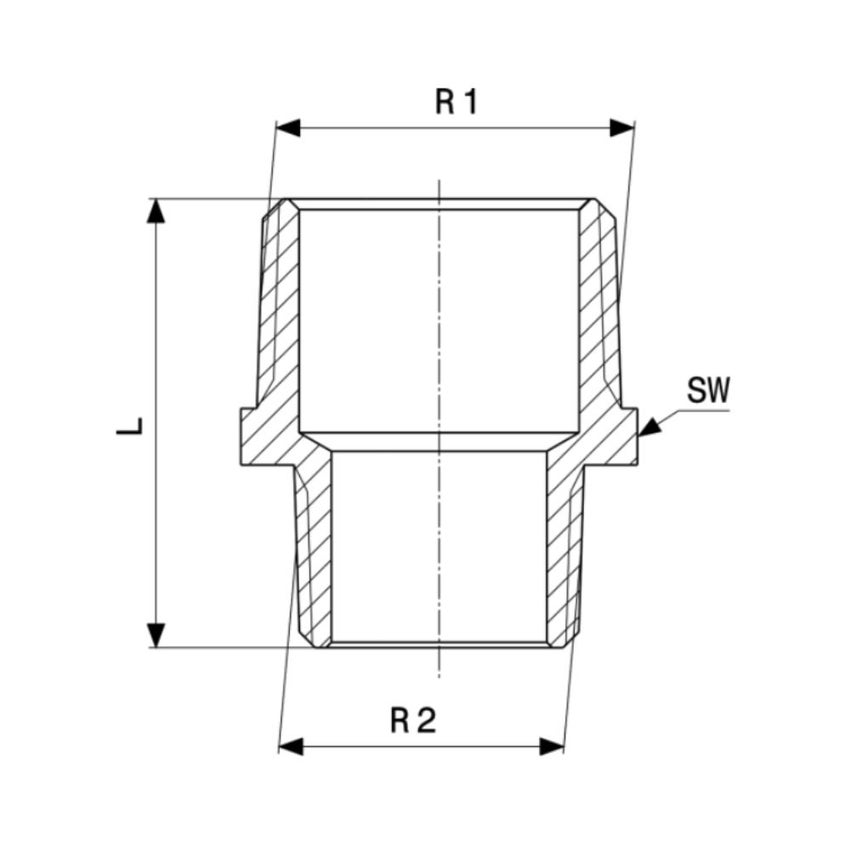 Immagine di Viega RACCORDI FILETTATI DI BRONZO vite doppia ridotta di Ø 1/2 x 3/8", di bronzo al silicio lucido 266530