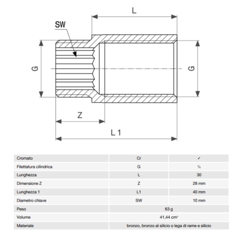 Immagine di Viega RACCORDI FILETTATI DI BRONZO prolunga da 3/8", L.3 cm, bronzo cromato  447106
