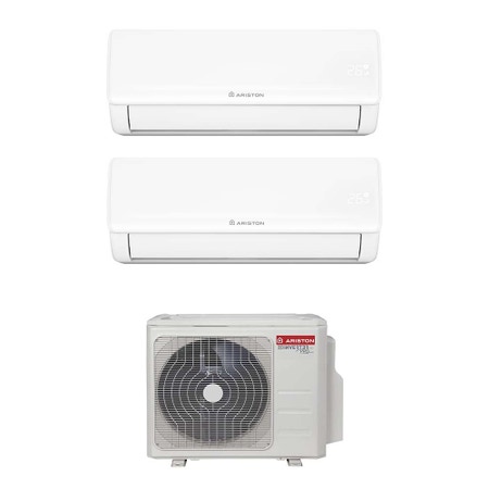 Immagine di Ariston NEVIS NET Climatizzatore a parete dual split inverter Wi-Fi bianco | unità esterna R32 4.1 kW unità interne 9000+9000 BTU 4219014+4213037+4213037