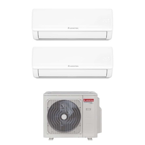Immagine di Ariston NEVIS NET Climatizzatore a parete dual split inverter Wi-Fi bianco | unità esterna R32 12.4 kW unità interne 9000+18000 BTU 3381263+4213037+4213039