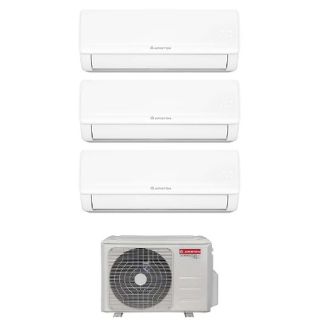 Immagine di Ariston NEVIS NET Climatizzatore a parete trial split inverter Wi-Fi bianco | unità esterna R32 5.3 kW unità interne 9000+9000+9000 BTU 4219015+4213037+4213037+4213037