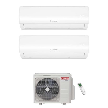 Immagine di Ariston ALYS NET Climatizzatore a parete dual split inverter Wi-Fi bianco | unità esterna R32 5.3 kW unità interne 9000+9000 BTU 3381524+4213052+4213052