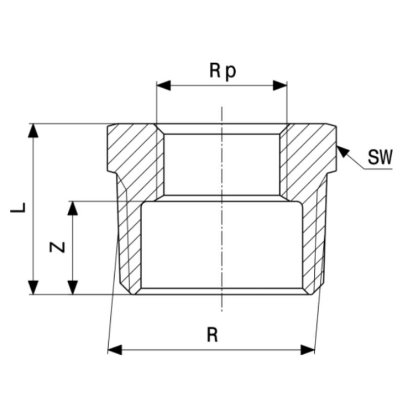 Immagine di Viega RACCORDI FILETTATI DI BRONZO manicotto di riduzione Ø 3/8 x 1/4" bronzo lucido  281823