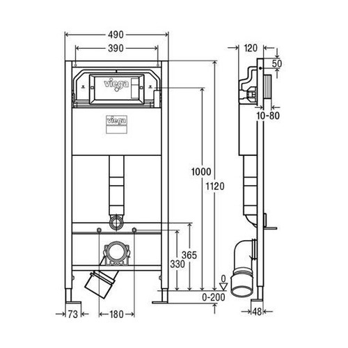 Immagine di Viega PREVISTA DRY modulo per wc, versione per progetti, H.112 x L.49 cm, con impostazione di risciacquo totale ca. 3,5–7,5 L., per cartongesso 771973
