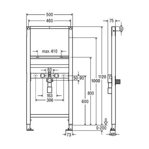 Immagine di Viega PREVISTA DRY modulo per lavabo con attacchi fissati, H.112 cm, per cartongesso 789329