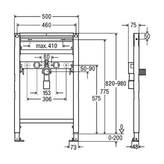 Immagine di Viega PREVISTA DRY modulo per lavabo, H.82-98 cm, per cartongesso 776190
