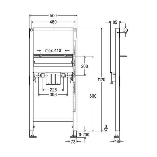 Immagine di Viega PREVISTA DRY modulo per lavabo senza barriere architettoniche, H.112 cm, per cartongesso 776046