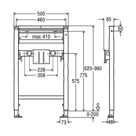 Immagine di Viega PREVISTA DRY modulo per lavabo senza barriere architettoniche, H.82-98 cm, per cartongesso 776251