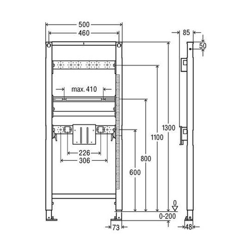 Immagine di Viega PREVISTA DRY modulo per lavabo senza barriere architettoniche per rubinetteria a vista, H.130 cm, per cartongesso 776039