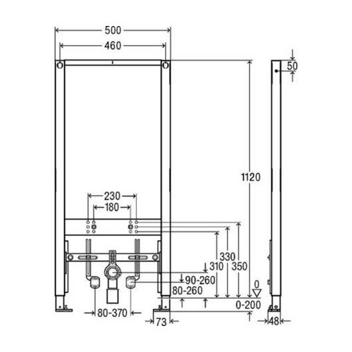 Immagine di Viega PREVISTA DRY modulo per bidet sospeso, H.112 cm, per cartongesso 776442