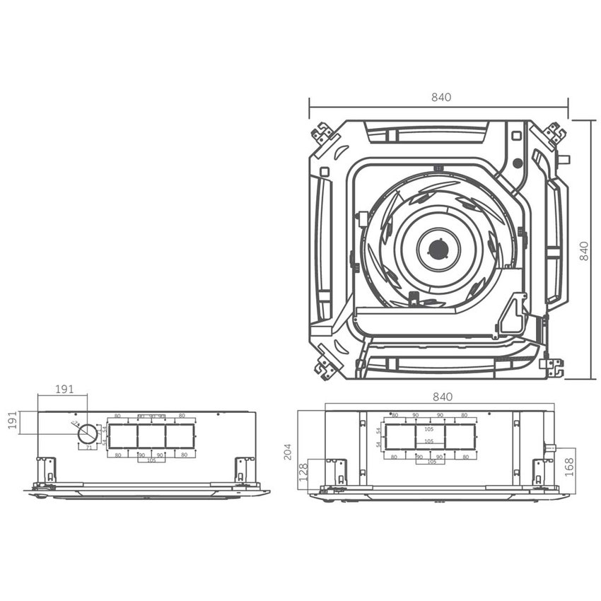 Immagine di Haier CASSETTE ROUND FLOW Climatizzatore a cassetta nero monosplit inverter | unità esterna monofase 7.1 kW unità interna 24000 BTU AB71S2SR1FA(H)-B+1U71S2ST1FA