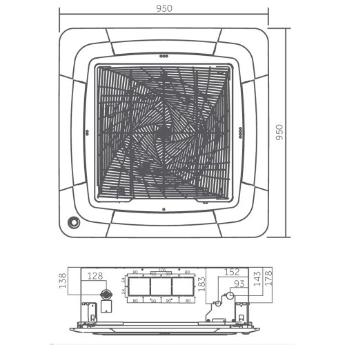 Immagine di Haier CASSETTE ROUND FLOW Climatizzatore a cassetta nero monosplit inverter | unità esterna monofase 7.1 kW unità interna 24000 BTU AB71S2SR1FA(H)-B+1U71S2ST1FA