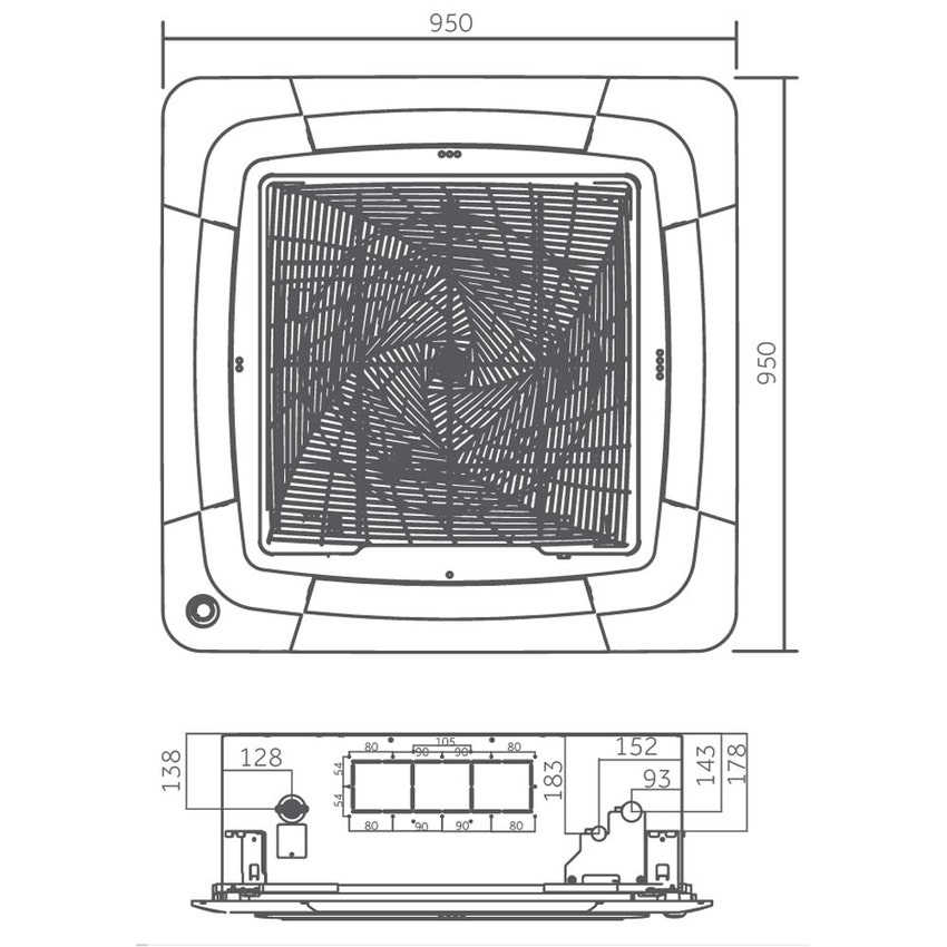 Immagine di Haier CASSETTE ROUND FLOW Climatizzatore a cassetta nero monosplit inverter | unità esterna monofase 7.1 kW unità interna 24000 BTU AB71S2SR1FA(H)-B+1U71S2ST1FA