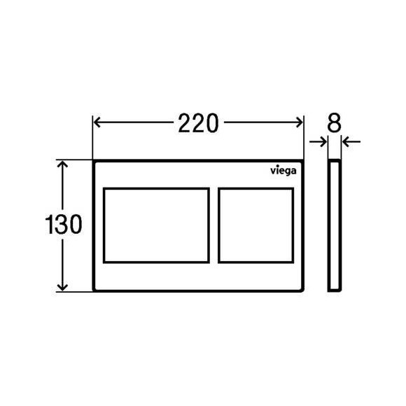 Immagine di Viega VISIGN FOR STYLE 21 placca di comando per WC, risciacquo a due quantità per PREVISTA, tasti rettangolari, finitura cromo 773236